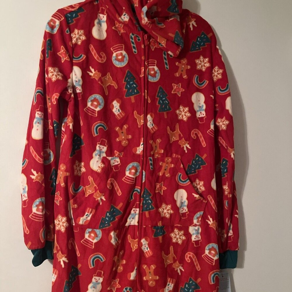 cat & jack christmas holiday one piece pajamas kids xl 14/6 red NWT
